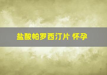 盐酸帕罗西汀片 怀孕